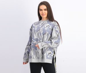 Womens Crew Neck Pullover Sweatshirt  Grey/Dust Blue