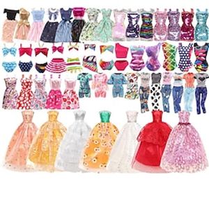 Doll Clothes and Accessories,52pcs Doll Dress Up Wedding Dress Skirt Fashion Dress Short Skirt Pants Swimsuit High Heels Accessories 195g Lightinthebox