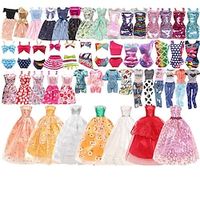 Doll Clothes and Accessories,52pcs Doll Dress Up Wedding Dress Skirt Fashion Dress Short Skirt Pants Swimsuit High Heels Accessories 195g Lightinthebox - thumbnail