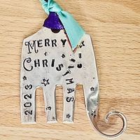 Christmas Ornament, Merry Christmas 2023, Size With Green Ribbon And Festive Ties, Recycled Fork Gift Lightinthebox - thumbnail