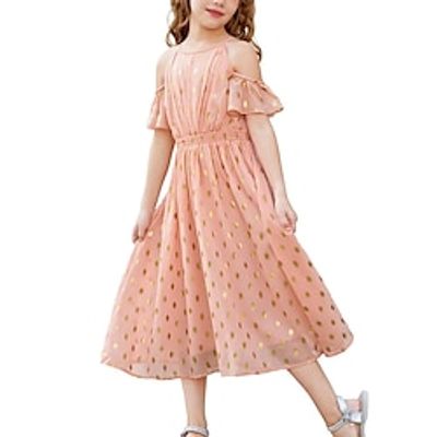 Girls Formal Dress Halter Neck Off Shoulder Dress with Ruffled Sleeve A-Line Party Dress 5-12Y Lightinthebox