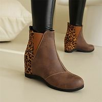 Women's Boots Platform Boots Plus Size Outdoor Daily Leopard Booties Ankle Boots Wedge Heel Round Toe Elegant Vintage Fashion PU Zipper Black Yellow Brown miniinthebox