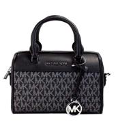 Michael Kors Travel XS Black Silver Signature PVC Duffle Crossbody Bag Purse - 81890