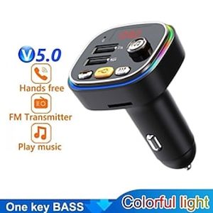 FM Modulator USB 3.1A Fast Charge Transmitter FM Bluetooth Car Radio Adapter Wireless Handsfree Support U Disk TF Card Playback Lightinthebox