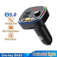 FM Modulator USB 3.1A Fast Charge Transmitter FM Bluetooth Car Radio Adapter Wireless Handsfree Support U Disk TF Card Playback Lightinthebox - thumbnail