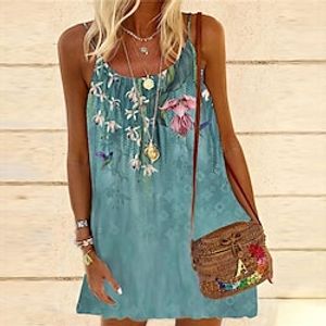 Women's Shift Dress Short Mini Dress Green Purple Sleeveless Floral Print Spring Summer Spaghetti Strap Casual Vacation 2022 S M L XL XXL 3XL Lightinthebox