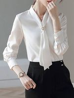 Solid Color Chiffon Long-sleeved Blouse