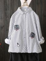 Casual Loose Embroidery Polka Dot Women Blouses