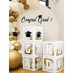 Graduation 2024 Party Decoration Kit - Includes 11.8in Grad Letters, 2024 Number Stickers, Transparent Hollow Balloon Box for Graduation Theme Activities, Perfect for Holiday Decor and Setup Props Lightinthebox