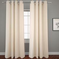 Solid 2-Piece Curtain Set with Eyelets - 140x260 cms