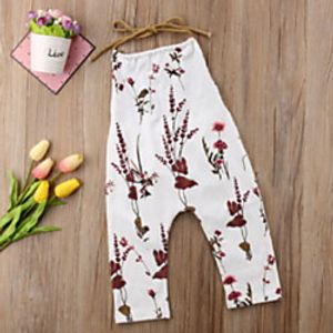 Kids Toddler Girls' Pants White Floral Print Active 2-6 Years Lightinthebox