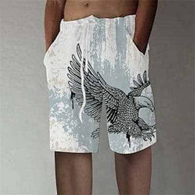 Men's Designer Stylish Straight Shorts 3D Print Elastic Waist Short Pants Sports Outdoor Daily Graphic Prints Eagle Cotton Blend Comfort Breathable Mid Waist White S M L XL XXL / Summer miniinthebox Men's Designer Stylish Straight Shorts 3D Print Elastic Waist Short Pants Sports Outdoor Daily Graphic Prints Eagle Cotton Blend Comfort Breathable Mid Waist White S M L XL XXL / Summer miniinthebox