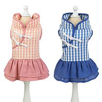 Dog Cat Dress Plaid / Check Adorable Cute Dailywear Casual / Daily Dog Clothes Puppy Clothes Dog Outfits Breathable Blue Pink Costume for Girl and Boy Dog Cotton XS S M L XL miniinthebox - thumbnail