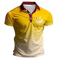 Ombre Geometric Men's Casual Polo Shirt Work Casual Sports Polyester Short Sleeve Turndown Polo Shirts Yellow Blue Spring Summer S M L Micro-elastic Lapel Polo Lightinthebox - thumbnail