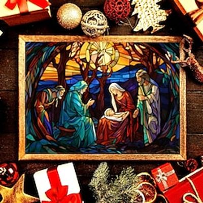 Christmas Wall Art Canvas Birth Of Jesus Prints and Posters Abstract Portrait Pictures Decorative Fabric Painting For Living Room Pictures No Frame Lightinthebox