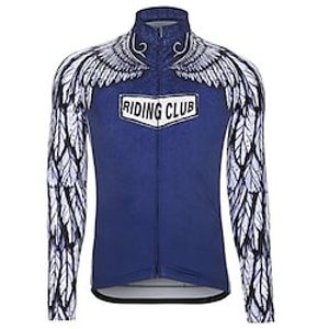 21Grams Men's Long Sleeve Cycling Jersey Bike Jersey Top with 3 Rear Pockets Mountain Bike MTB Road Bike Cycling Breathable Quick Dry Moisture Wicking Dark Blue Feather Spandex Polyester Sports Lightinthebox