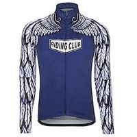 21Grams Men's Long Sleeve Cycling Jersey Bike Jersey Top with 3 Rear Pockets Mountain Bike MTB Road Bike Cycling Breathable Quick Dry Moisture Wicking Dark Blue Feather Spandex Polyester Sports Lightinthebox - thumbnail