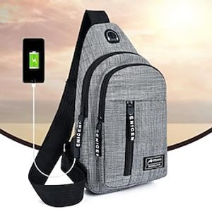 Men's Crossbody Bag Chest Bag Nylon Daily Zipper Large Capacity Solid Color Black Blue Gray Lightinthebox