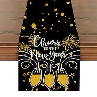 Happy New Year Cartoon Table Runner Restaurant Simple Decoration Linen Printing Table Runner miniinthebox Happy New Year Cartoon Table Runner Restaurant Simple Decoration Linen Printing Table Runner miniinthebox