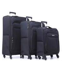 PARA JOHN PJTR3117 Polyester Soft Trolley Luggage Set, BLACK