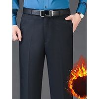 Men's Dress Pants Fleece Pants Winter Pants Trousers Suit Pants Pocket Plain Comfort Breathable Outdoor Daily Going out Fashion Casual Black Dark Gray miniinthebox - thumbnail
