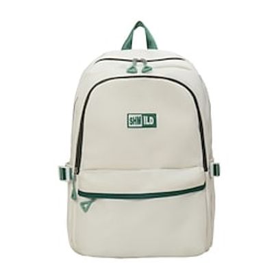 Women's Unisex School Bag Nylon Solid Color Breathable Zipper School Daily Green Blue White Black Red Lightinthebox