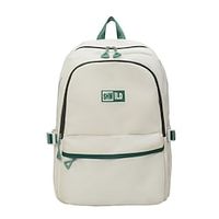 Women's Unisex School Bag Nylon Solid Color Breathable Zipper School Daily Green Blue White Black Red Lightinthebox - thumbnail
