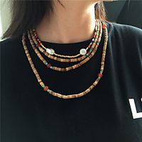 Women's Beaded Necklace Necklace Stacking Stackable Friends Love Precious Joy Blessed Unique Design Rock Hip Hop Sweet Pearl Resin Glass Brown 145 cm Necklace Jewelry 2pcs For Gift Prom Birthday miniinthebox - thumbnail