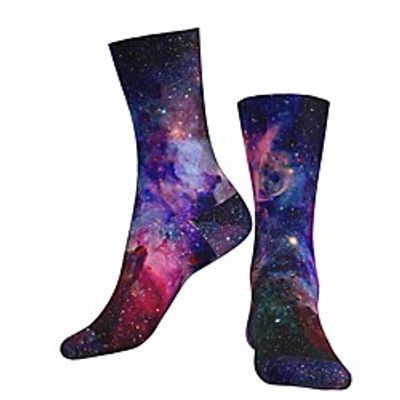 Socks Cycling Socks Outdoor Exercise Bike  Cycling Breathable Soft Comfortable 1 Pair Galaxy Cotton Purple S M L  Stretchy Lightinthebox
