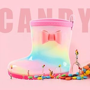 Spot Children's Rain Boots Girl Cute Pvc Non-slip Comfortable Mid-tube Plus Velvet Rain Boots Rainbow Water Shoes miniinthebox