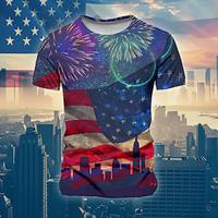 Independence Day Flag American US Flag Daily Designer 1950s Men's 3D Print T shirt Tee Daily Holiday American T shirt Blue Short Sleeve Crew Neck Shirt Summer Spring Clothing Apparel S M L XL XXL XXX Lightinthebox