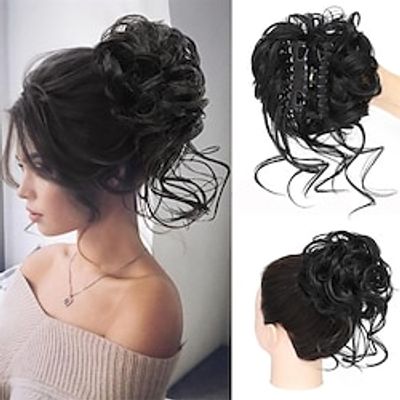 Messy Bun Hair Piece Claw Clip Curly Wavy Faux Hair Bun Tousled Updo Hair Extensions Scrunchie Long Beard Chignon Buns Hair pieces for Women miniinthebox