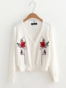 Floral Embroidery Women Cardigans