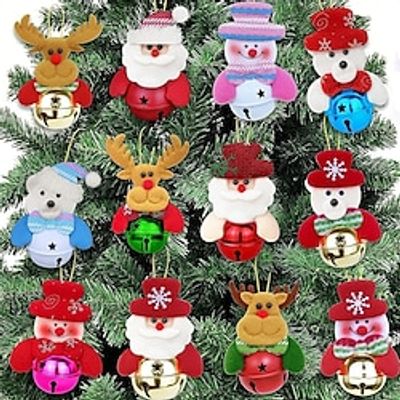 4pcs Christmas Decorations Pendant Bells Snowman Elk Bear Santa Claus For Christmas Tree Decorations New Year Bell Doll Lightinthebox