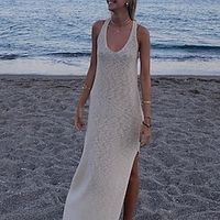 Women's Casual Dress Sundress Long Dress Maxi Dress Grey Sleeveless Pure Color Backless Winter Fall Spring Halter Fashion Daily 2022 S M L XL Lightinthebox - thumbnail