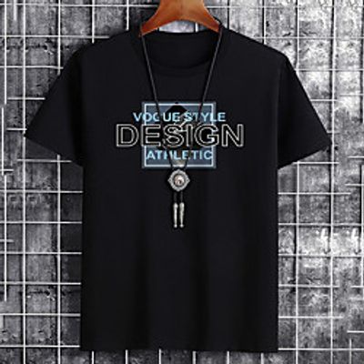 Men's Unisex Tee T shirt Hot Stamping Graphic Prints Letter Plus Size Print Short Sleeve Casual Tops Cotton Basic Fashion Designer Big and Tall White Black Khaki miniinthebox