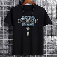 Men's Unisex Tee T shirt Hot Stamping Graphic Prints Letter Plus Size Print Short Sleeve Casual Tops Cotton Basic Fashion Designer Big and Tall White Black Khaki miniinthebox - thumbnail