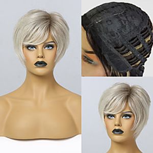 Synthetic Wig kinky Straight Pixie Cut with Baby Hair Wig 12 inch Silver Synthetic Hair 11 inch Women's Soft Natural Fashion Silver Ombre miniinthebox