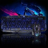 Three-Color Backlit Game Mouse Keyboard Set Seven Color Luminous Keyboard miniinthebox