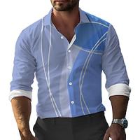 Men's Business Casual Shirts Formal Fall Winter Spring Summer Turndown Long Sleeve Blue S, M, L 4-Way Stretch Fabric Shirt Lightinthebox