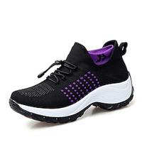 Women's Sneakers Flyknit Shoes Outdoor Daily Low Heel Round Toe Closed Toe Fashion Sporty Casual Tissage Volant Loafer Dark Red Black Dark Blue Lightinthebox