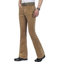 Men's Dress Pants Corduroy Pants Flared Pants Trousers Suit Pants Button Pocket Plain Comfort Breathable Outdoor Daily Going out Fashion Casual Black White miniinthebox - thumbnail