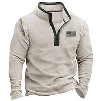 Men's Sweatshirt Polar Fleece Zip Up Sweatshirt Beige Standing Collar National Flag Patchwork Sports  Outdoor Daily Holiday Vintage Streetwear Casual Fall  Winter Clothing Apparel Hoodies miniinthebox - thumbnail