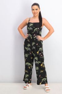 Womens Square Neck Strap Jumpsuit  Black