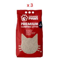 Thunder Paws Premium Hard Clumping Clay Cat Litter 10L Pack Of 3