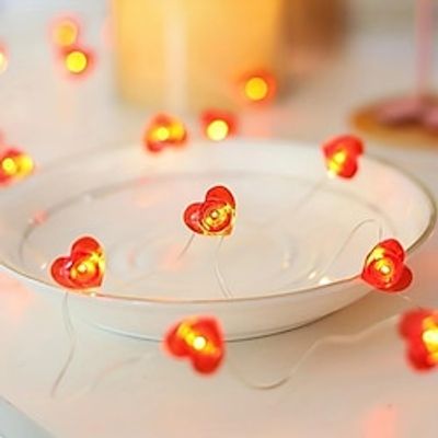 1pc LED Copper Wire Light, Red Heart-shaped Light String, Battery Box USB, Valentine's Day Christmas, Holiday Decoration Small Colorful Lights Lightinthebox