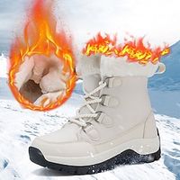 Men's Boots Snow Boots Plus Size Winter Boots Fleece lined Hiking Cycling Shoes Casual Outdoor Daily Faux Leather Warm Comfortable Slip Resistant Booties / Ankle Boots Lace-up Black Beige Gray Winter miniinthebox - thumbnail