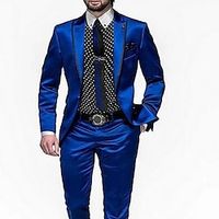 Royal Blue Men's Wedding Party Suits Solid Colored 2 Piece Tailored Fit Single Breasted One-button 2023 miniinthebox