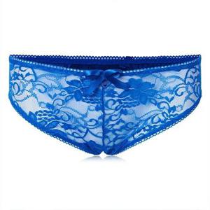 Women Sexy Lace Open Crotch Front Ribbon Panties Transparent Different Size Crotchless Cheekies Underwear