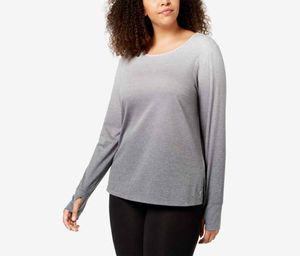 Plus Size Dip-Dyed Long-Sleeve T-Shirt  Gray
